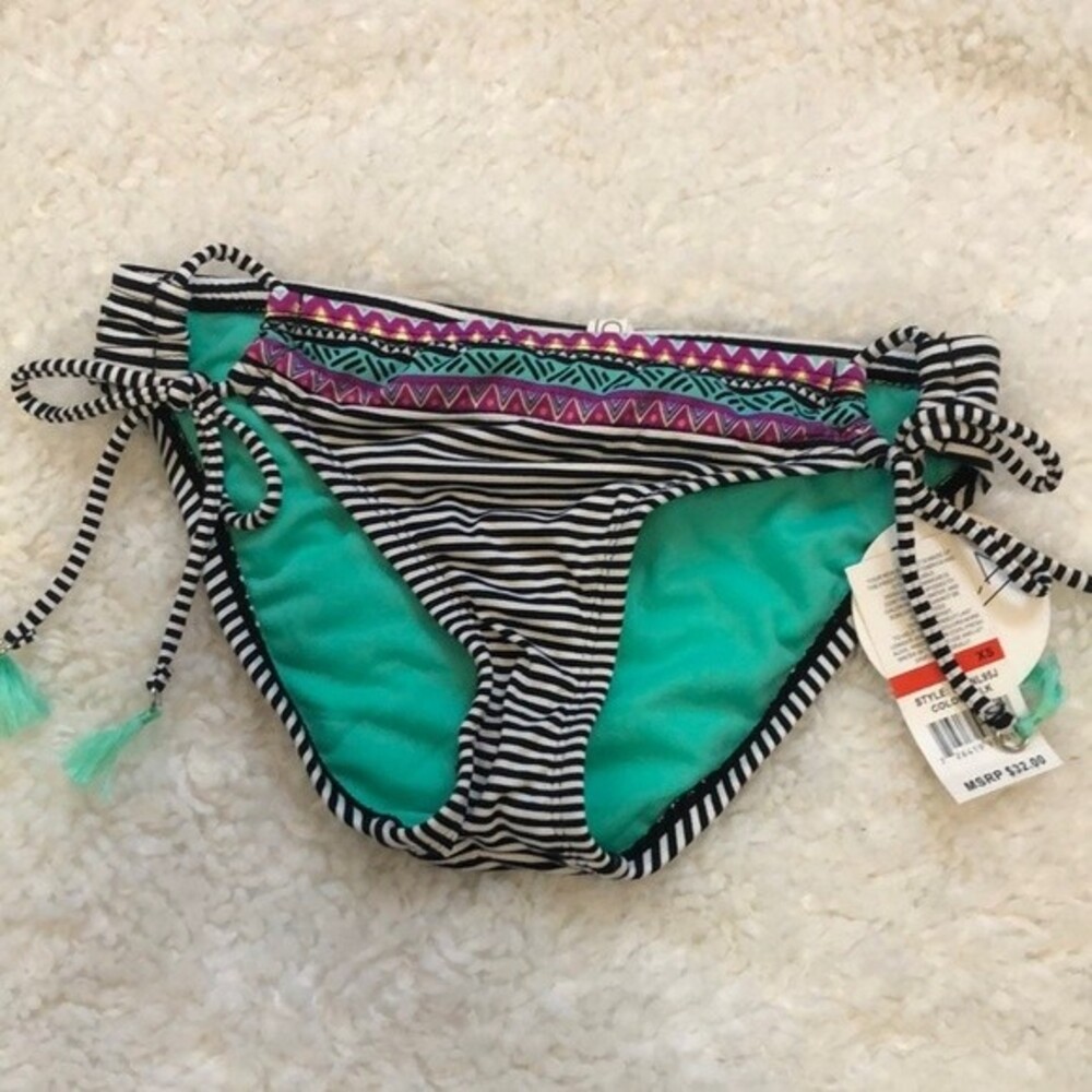 AMICA NWT Women's Stripe Aztec Tribal Side Ties Bikini Kini Swimsuit Bottoms XS